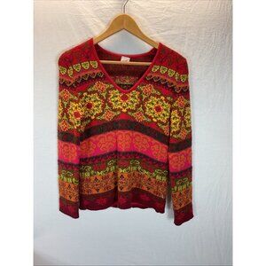 VTG 90s Oilily fair isle Wool Blend colorful Sweater Made in Italy Women S